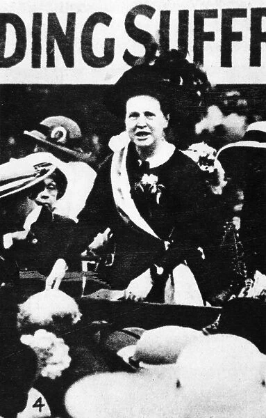 Millicent Fawcett speaking at end of pilgrimage march, 1913