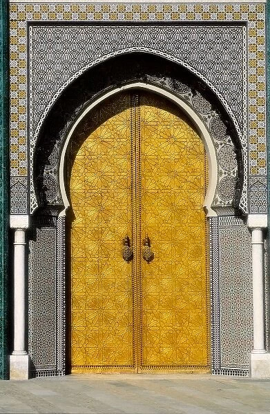 MOROCCO. Fes. Royal Palace. Door of the Royal Palace, situated in Fes el Jedid (New Fes)