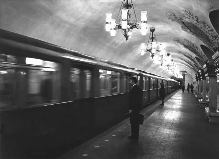 Framed Print : Moscow Underground Print: Businessman on Platform Framed Print : Moscow Underground Print: Businessman on Platform