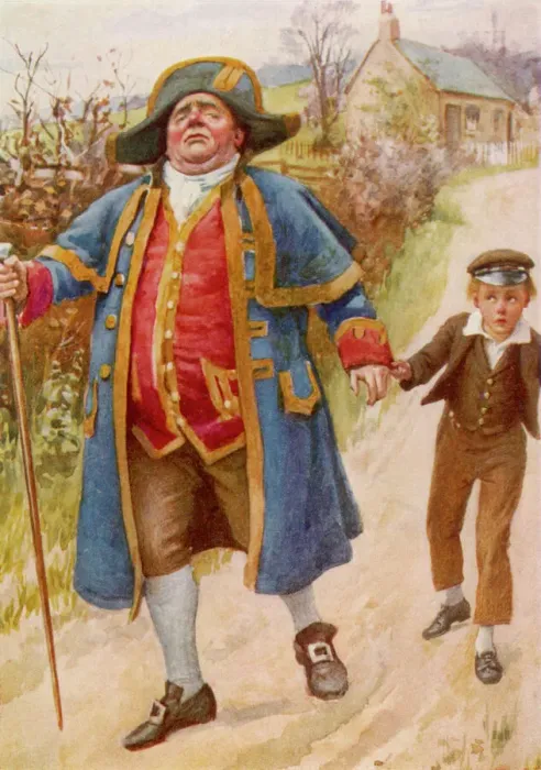 Framed Print : Print of Mr Bumble and Oliver Twist Leaving the Workhouse Framed Print : Print of Mr Bumble and Oliver Twist Leaving the Workhouse