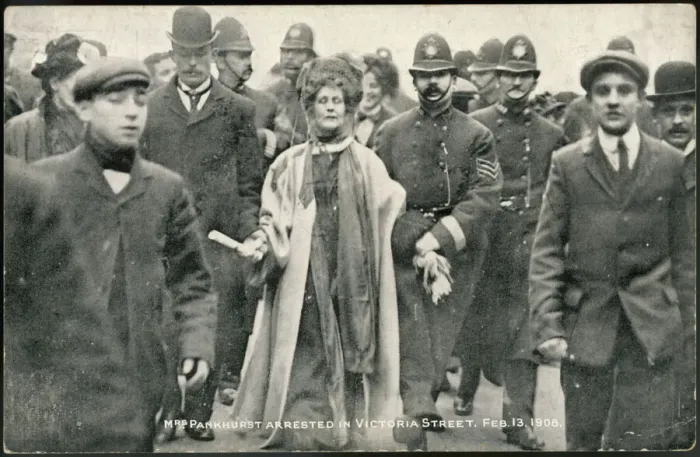 Framed Print : Mrs Pankhurst Print - Arrest in Victoria Street Framed Print : Mrs Pankhurst Print - Arrest in Victoria Street