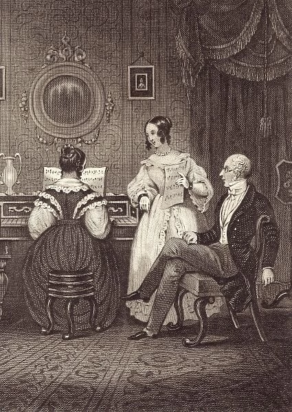 Music at home - round the piano, c. 1835