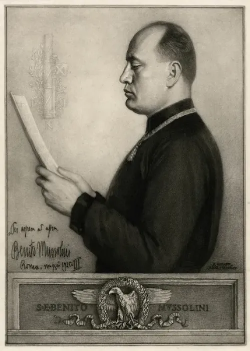 Framed Print : Benito Mussolini Print 1925 Framed Print : Benito Mussolini Print 1925