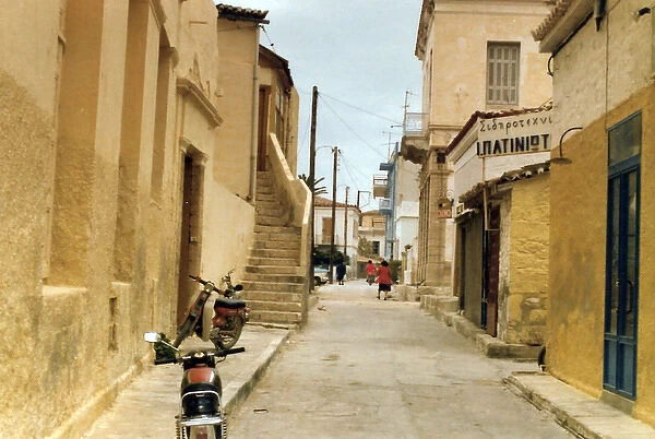 A narrow street on a Greek Island