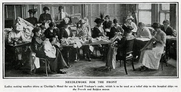 Needlework for the war effort, Claridges Hotel, WW1