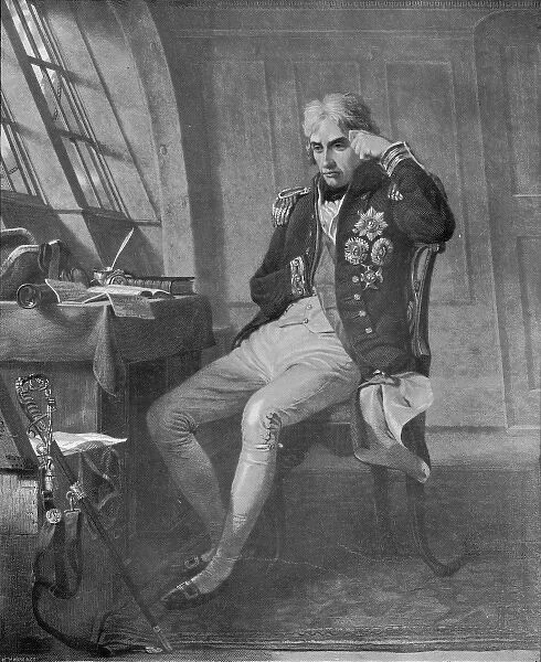Nelson in his cabin on the H. M. S. Victory