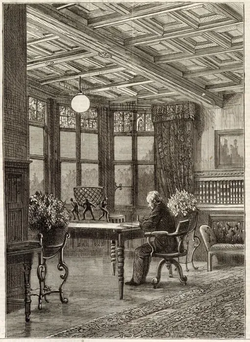 Framed Print : Electric Lighting in Cragside Library Print, 1881 Framed Print : Electric Lighting in Cragside Library Print, 1881