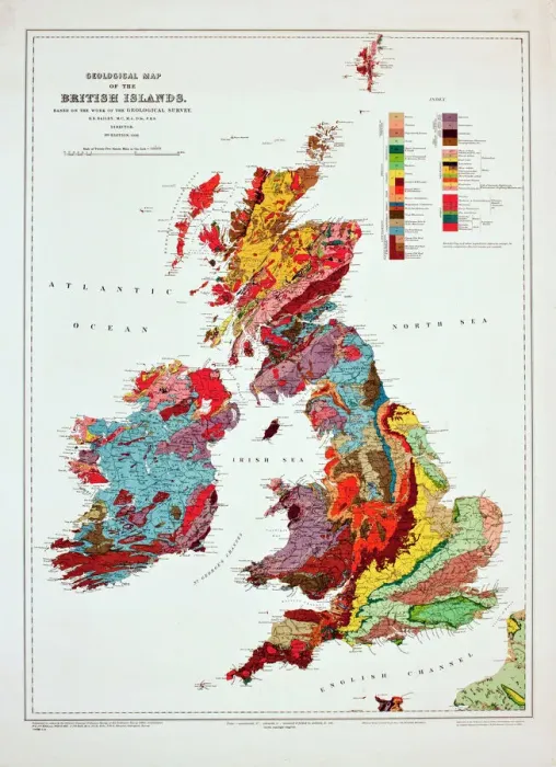 Framed Print : Geological Map of the British Islands Print 1941 Framed Print : Geological Map of the British Islands Print 1941