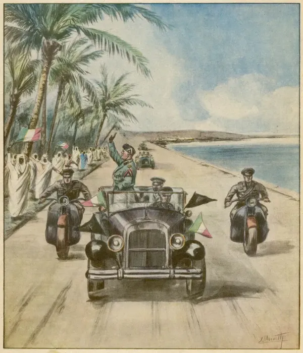 Framed Print : Mussolini Inaugurates Libya Coast Road Print, 1937