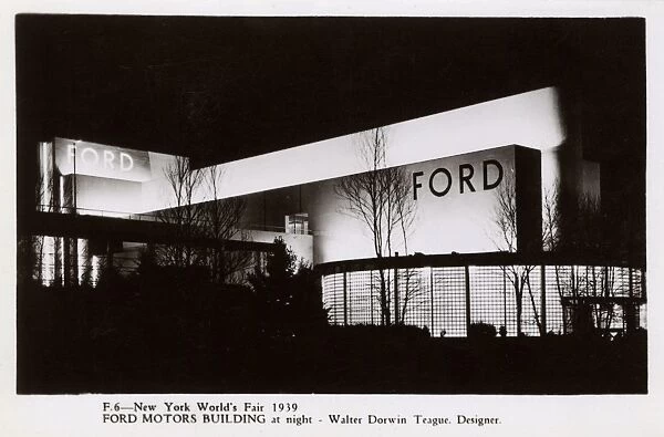 New York Worlds Fair - Ford Motor Building at night