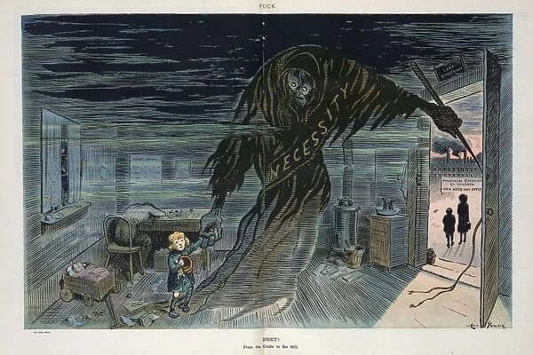 Next!. Illustration shows a large ghoul wearing a dark shroud labeled Necessity