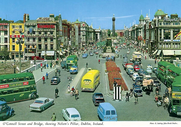 O Connell St and Bridge showing Nelsons Pillar, Dublin