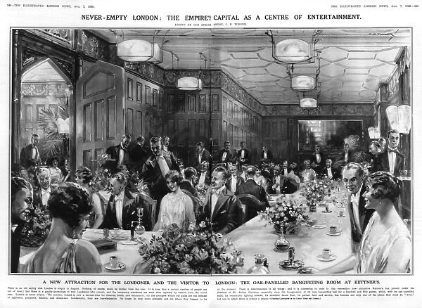 The oak-panelled banqueting room at Kettner s