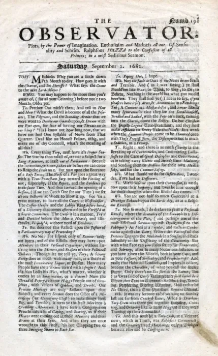 Framed Print : Observator Broadsheet Print, 1682 Framed Print : Observator Broadsheet Print, 1682