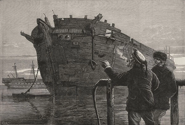The old Arctic exploring ship, HMS Resolute, broken up at Chatham Dockyard