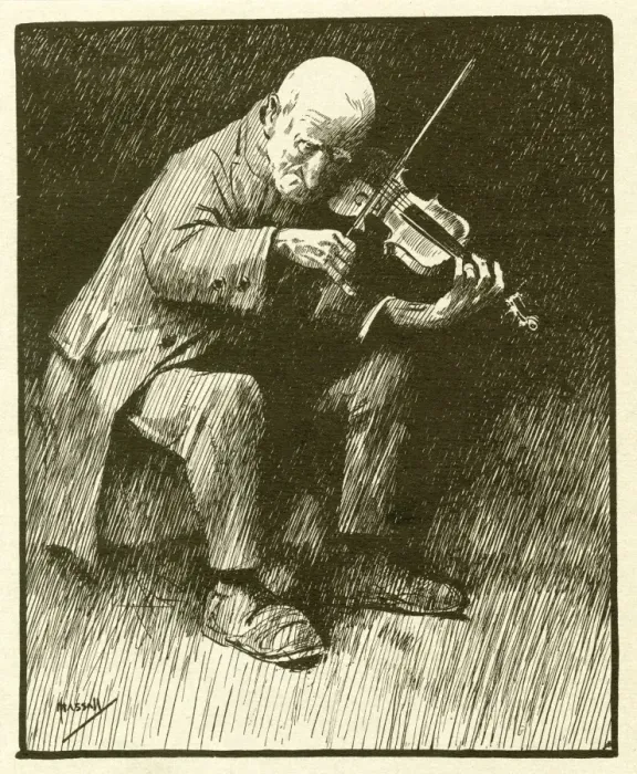 Framed Print : The Old Fiddler Print - circa 1911