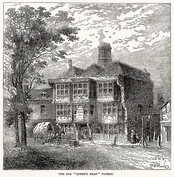 The old Queen's Head Tavern, Islington, North London. It was situated at the corner of Queen's Head Lane, but was demolished in 1829