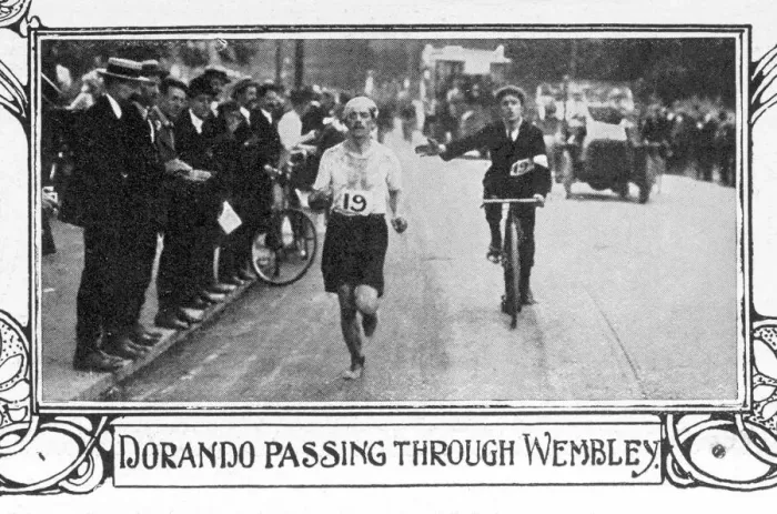 Framed Print : Print of Dorando Pietri passing through Wembley, 1908 Olympic Marathon Framed Print : Print of Dorando Pietri passing through Wembley, 1908 Olympic Marathon