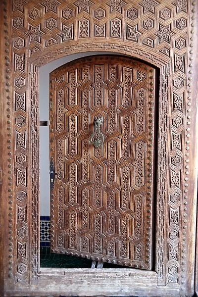 Open wooden door in Marrakech, Morrocco