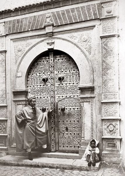 Ornate doorway, Tunis, Tunisia, circa 1890s