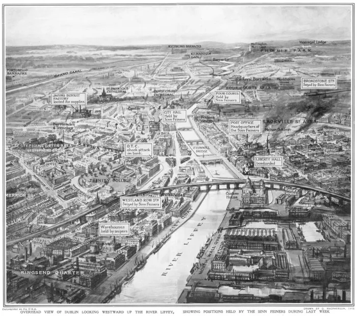 Framed Print : Dublin Easter Rising Print: Overhead View Framed Print : Dublin Easter Rising Print: Overhead View