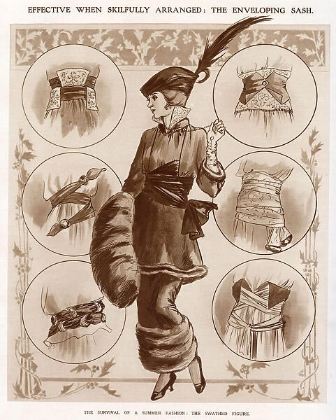 Page showing how to skilfully tie a sash in different ways. Date: 1913