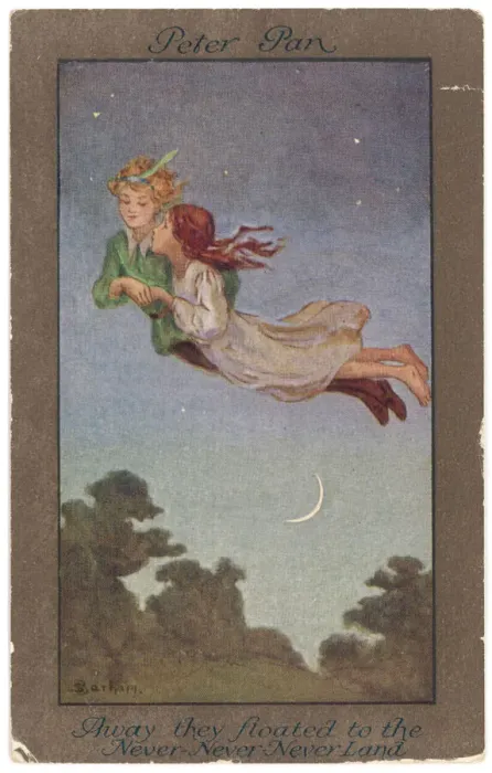 Framed Print : Print of Peter Pan and Wendy in Flight Framed Print : Print of Peter Pan and Wendy in Flight