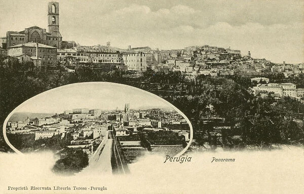 Two panoramic views of Perugia, Umbria, Italy. Date: 1905