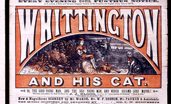 Pantomime playbill design, Dick Whittington and His Cat