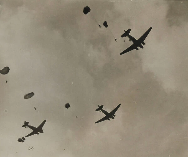 Paratroops landing on the outskirts of Arnhem
