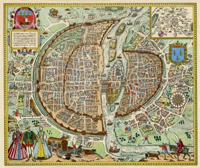 Framed Print : Paris in 1578 Print, a detailed city plan Framed Print : Paris in 1578 Print, a detailed city plan