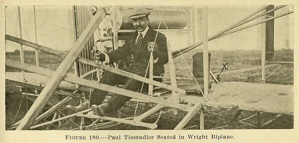 Paul Tissandier seated in Wright biplane