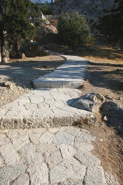 Paved road to climb Acropolis. Athens. Greece