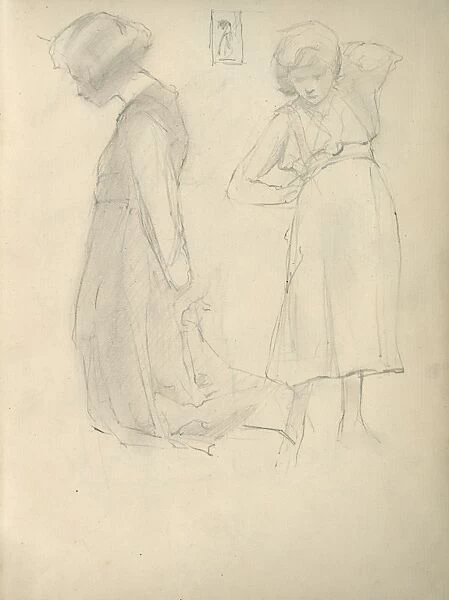 Pencil sketches of a young woman