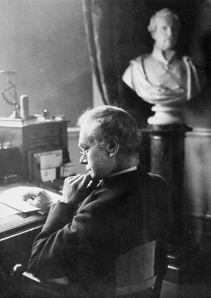 Pensive Victorian man at his desk