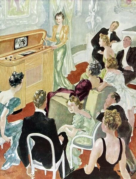 People watching Television at home, 1946