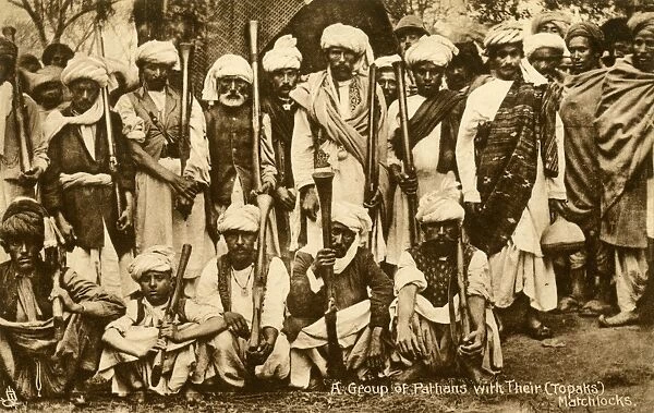Peshawar - Pathan Tribesmen with rifles