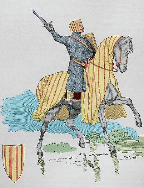 Peter III of Aragon (c. 1239-1285). Engraving