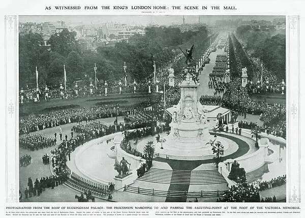 Photograph taken from Buckingham Palace, the procession marching to