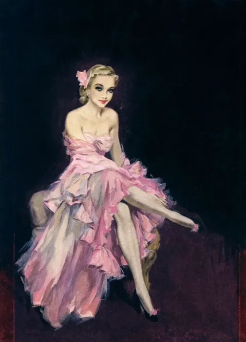 Framed Print : David Wright Pin-up in Pink Print c.1947 Framed Print : David Wright Pin-up in Pink Print c.1947