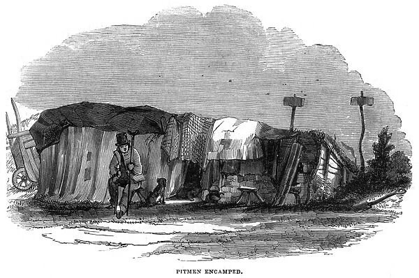 Pitmen encamped - evicted coal miner and his dwelling