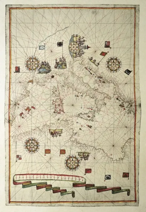 Framed Print : Central Mediterranean Portolan Chart, 1582, Messina Print Framed Print : Central Mediterranean Portolan Chart, 1582, Messina Print