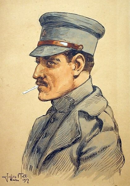Portrait of a Portuguese soldier smoking a cigarette
