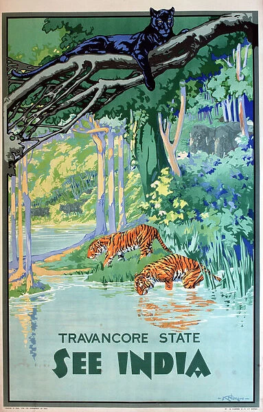 Poster advertising Travancore State, India