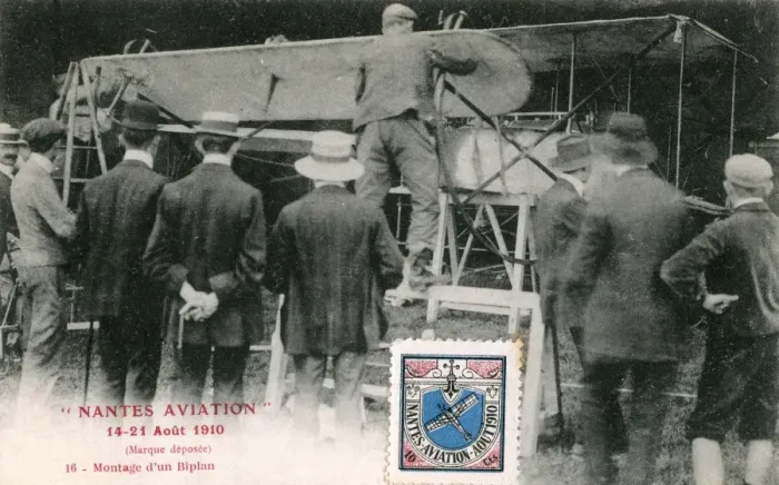 Framed Print : Print of a Biplane in Preparation for Flight Framed Print : Print of a Biplane in Preparation for Flight