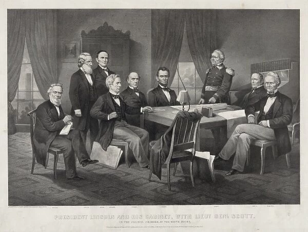 President Lincoln and his cabinet, with Lieut. Genl. Scott