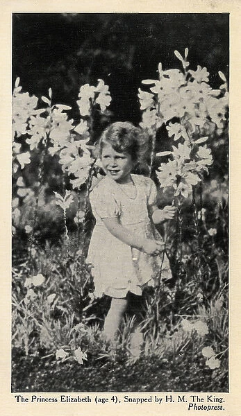 Princess Elizabeth playing amid the lilies