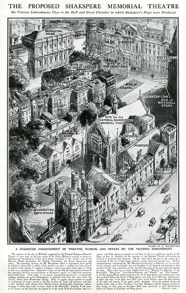 Proposed site of Shakespeare Memorial Theatre in London 1924