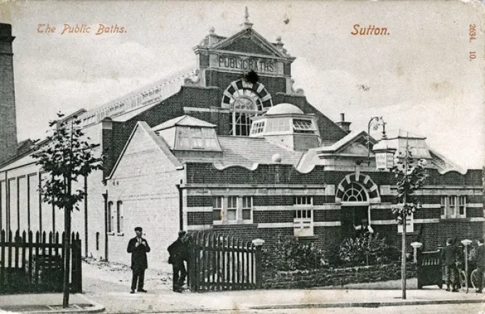 Framed Print : The Public Baths, Sutton, Surrey Print 1913 Framed Print : The Public Baths, Sutton, Surrey Print 1913
