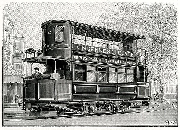Purrey steam tram in Paris, France 1903